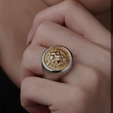 Bague Tête de Lion Soleil Homme